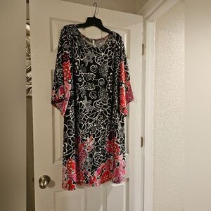 Floral Black and Red Dress